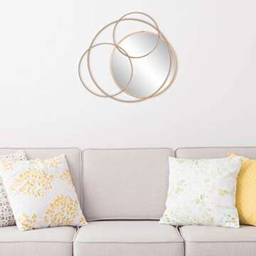 Patton Wall Decor Gold Metal Layered Circle wall accent Mirror, 22.5"