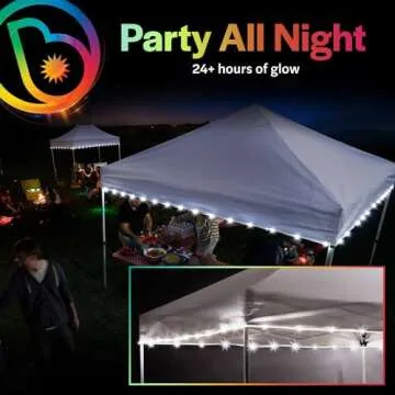 Brightz LED Canopy Lights, White - Outdoor Canopy Tent Lights for 10ft x 10ft Tents - Football Tailgate Essentials & Accessories - 40ft String Light