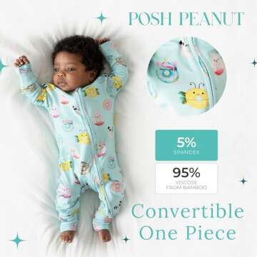 Posh Peanut Convertible Baby Sleepers - Adorable Footless Pajamas with 2-Way Zipper