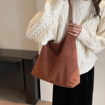 Trendy Faux Leather Suede Tote Bag for Women in Charm Design