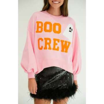 KOSUSANILL Sequin Halloween Sweatshirt for Women Sparkly Dancing Skeleton Spooky Season Ghost Crewnecks Halloween Sequin Pullover Shirt Pumpkin Sweater Top