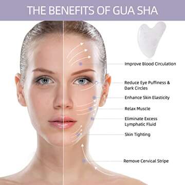 Large Gua Sha Facial Tool,Natural Jade Stone,Guasha Tool for Face Massager,Secret Therapy of Beauty from Asia,Scraping and SPA Acupancture Therapy to Lift,Decrease Puffiness and Tighten.(White)