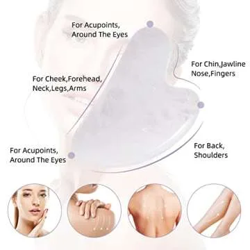 Large Gua Sha Facial Tool,Natural Jade Stone,Guasha Tool for Face Massager,Secret Therapy of Beauty from Asia,Scraping and SPA Acupancture Therapy to Lift,Decrease Puffiness and Tighten.(White)