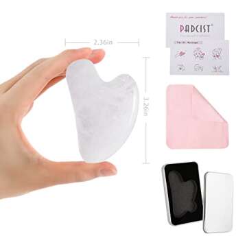 Large Gua Sha Facial Tool,Natural Jade Stone,Guasha Tool for Face Massager,Secret Therapy of Beauty from Asia,Scraping and SPA Acupancture Therapy to Lift,Decrease Puffiness and Tighten.(White)