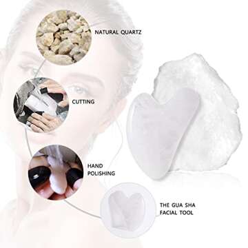 Large Gua Sha Facial Tool,Natural Jade Stone,Guasha Tool for Face Massager,Secret Therapy of Beauty from Asia,Scraping and SPA Acupancture Therapy to Lift,Decrease Puffiness and Tighten.(White)