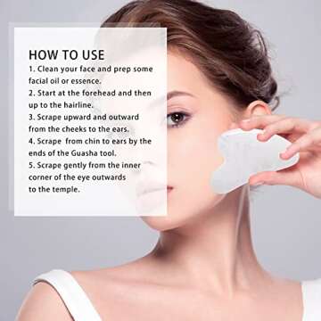 Large Gua Sha Facial Tool,Natural Jade Stone,Guasha Tool for Face Massager,Secret Therapy of Beauty from Asia,Scraping and SPA Acupancture Therapy to Lift,Decrease Puffiness and Tighten.(White)