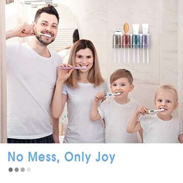 iHave Toothbrush Holders for Bathrooms, 4 Cups Candy-Colored Wall Mount Toothbrush Organizer, Perfect for Kids