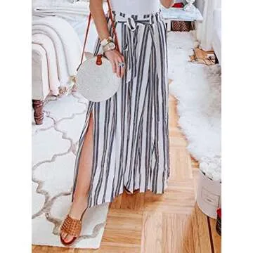 Elegant Striped Wide Leg Pants for Women