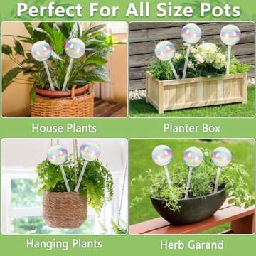 Sawowkuya 6 Pcs Plant Watering Globes, 9 Inch Iridescent Self Watering Planter Insert, Glass Plant Watering Devices for Indoor and Outdoor Plants Waterer Accessories