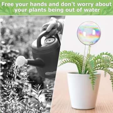 Sawowkuya 6 Pcs Plant Watering Globes, 9 Inch Iridescent Self Watering Planter Insert, Glass Plant Watering Devices for Indoor and Outdoor Plants Waterer Accessories
