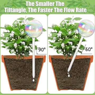 Sawowkuya 6 Pcs Plant Watering Globes, 9 Inch Iridescent Self Watering Planter Insert, Glass Plant Watering Devices for Indoor and Outdoor Plants Waterer Accessories
