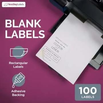 NextDayLabels – 4” x 5” Rectangular Sticker Labels for Printer - White Laser/Inkjet Printer Labels Return Address Labels Shipping Label Stickers (25 Sheets, 4 Per Sheet, 100 Labels)