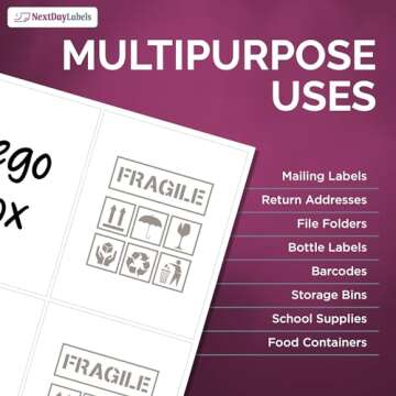 NextDayLabels – 4” x 5” Rectangular Sticker Labels for Printer - White Laser/Inkjet Printer Labels Return Address Labels Shipping Label Stickers (25 Sheets, 4 Per Sheet, 100 Labels)