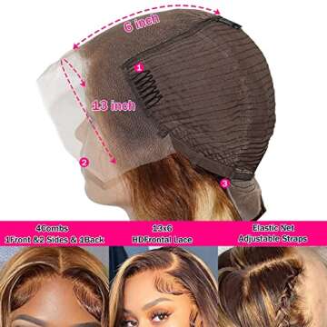 Juvid 32 Inch 13x6 Highlight Lace Front Wigs Human Hair 180 Density Curly Ombre Honey Blonde 4/27 HD Transparent Lace Front Wig for Black Women Lace Frontal Wig Human Hair Pre Plucked with Baby Hair