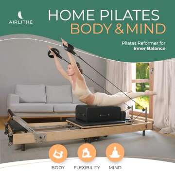 Foldable Pilates Reformer Machine. Wooden Frame Reformer Machine with Strings, Versatile Accessories & 50+ Expert-Guided Workouts. Home Equipment for Strength Training, Rehabilitation, & Flexibility