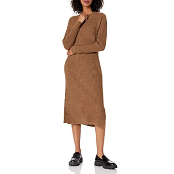 The Drop Women's Renata Rib Slounge Midi Dress, Mocha, S