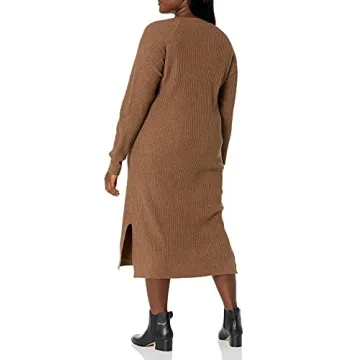 The Drop Women's Renata Rib Slounge Midi Dress, Mocha, S