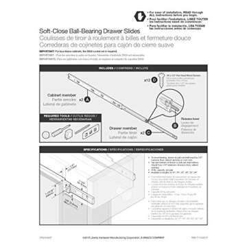 Liberty Hardware 941805 Soft-Close Ball Bearing Drawer Slide, 18-Inch, Set of 2