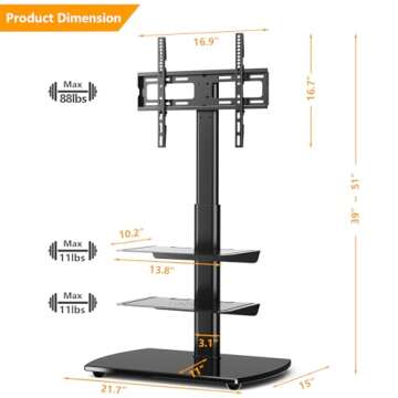 5Rcom Height Adjustable TV Stand with Swivel Mount