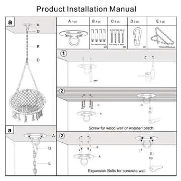 LAZZO Round Hammock Chair with Hanging kit, Hanging Knitted Mesh Cotton Rope Macrame Swing, 260 Pounds Capacity, 23.6" Seat Width,for Bedroom, Outdoors, Garden, Patio, Yard. Child, Girl, Adult (Blue)