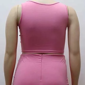 IyMoo Womens Sexy Plus Size 2 Piece Midi Dress Outfits - Sleeveless Solid Color Tank Crop Top Bodycon Skirts Set Pink 4XL
