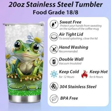 Inspirational Gifts for Women Tumbler, Positive Frog Gifts, Frog Stuff for Women Girls Sister Birthday Christmas, Coffee Mug Stainless Steel Vacuum Insulated Double Wall Travel Cup with Lid, 20oz