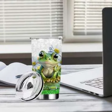 Inspirational Gifts for Women Tumbler, Positive Frog Gifts, Frog Stuff for Women Girls Sister Birthday Christmas, Coffee Mug Stainless Steel Vacuum Insulated Double Wall Travel Cup with Lid, 20oz