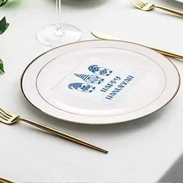 SharkBliss Happy Hanukkah Napkins, 100 Pack Happy Hanukkah Gnome Menorah Decoupage Beverage Paper Cocktail Napkins for Hanukkah Holiday Festival Party Dinner Table Decor 2-Ply 5x5" (Hanukkah Gnome)