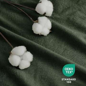 Bedsure 100% Washed Cotton Duvet Cover King Size - Olive Green Minimalist Cotton Duvet Cover Linen Like - GentleSoft™ Plain Simple Bedding Set with 2 Pillow Shams (Olive Green, King, 104"x90")