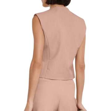 Cicy Bell Womens Waistcoat Vest Sleeveless Blazers V Neck Button Up Asymmetrical Hem Work Office Suit Vests