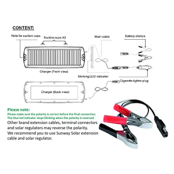 Sunway Solar Car Battery Charger for Vehicle Maintenance