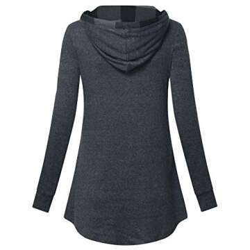 Lotusmile Pullover Hoodies with Pockets, Tunic Sweatshirts for Leggings for Women Funnel Neck Color Block Shirts Fall Blouses Winter Plaid Tunics Sweater Lightweight Hooded Tops Casual Pocket Hoodie