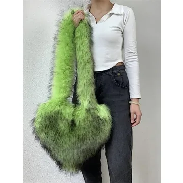 Chic Women's Faux Fur Heart Shape Crossbody Bag