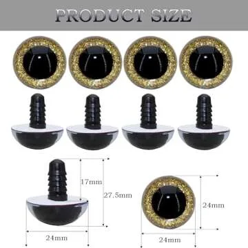 ARTCXC 20Pcs 24mm Large Safety Eyes Plastic Animal Eyes Colorful Glitter Craft Eyes with Sturdy Washers for DIY of Puppet, Bear Crafts, Plush Animal Doll Making Supplies