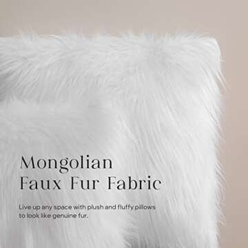 Phantoscope Pack of 2 Faux Fur Solid Throw Decorative Pillow Cover Cushion Covers Luxury Soft Decorative Pillowcase Fuzzy Pillow Covers for Bed/Couch,White 20 x 20 Inches