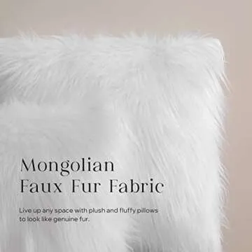 Phantoscope Pack of 2 Faux Fur Solid Throw Decorative Pillow Cover Cushion Covers Luxury Soft Decorative Pillowcase Fuzzy Pillow Covers for Bed/Couch,White 20 x 20 Inches