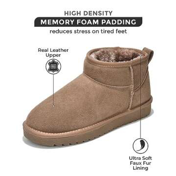 Project Cloud 100% Genuine Suede Ankle Boots for Women - Water Resistant Winter Boots for Women - Memory Foam Insole Trending Shoes for Women - Comfortable Women's Ankle Boots (Hippy, Choc, 6)