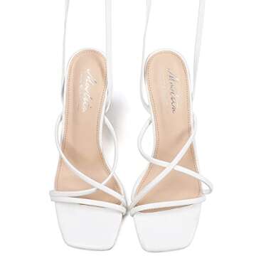 Mostrin White Strappy Heels Comfortable Lace-Up Sandals