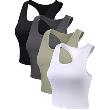 4 Piece Workout Crop Tank Top Set for Women Activewear