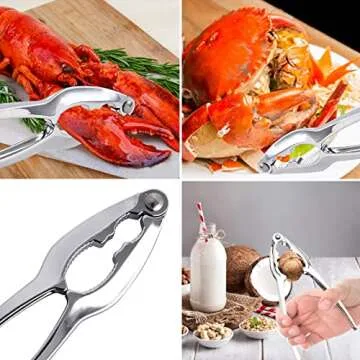 13 Pcs Seafood Crab Crackers and Tools, Nut Lobster Crackers and Picks Set Including 4 Lobster Crab Crackers 2 Lobster Shellers 4 Forks 2 Seafood Scissors and 1 Gift Box