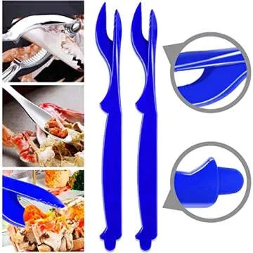 13 Pcs Seafood Crab Crackers and Tools, Nut Lobster Crackers and Picks Set Including 4 Lobster Crab Crackers 2 Lobster Shellers 4 Forks 2 Seafood Scissors and 1 Gift Box
