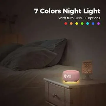 Buffbee Sound Machine & Alarm Clock 2-in-1-0-100% Display Dimmer, Under Light, Sleep Timer, Precise 30-Level Volume Control White Noise Machine