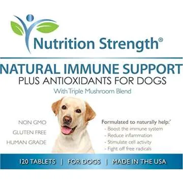 Nutrition Strength Immune Support for Dogs Plus Antioxidant, Reishi, Shiitake, Maitake, Turkey Tail Mushrooms for Dogs, with Coenzyme Q10, Nutritional Support for Dogs, 120 Chewable Tablets