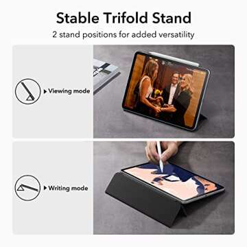 ESR for iPad Pro 12.9 Case (2022/2021/2020, 6th/5th/4th Generation), iPad Air 13 Inch Case 2024 M2, Convenient Magnetic Attachment, 2-Way Stand, Rebound Magnetic Case, Black
