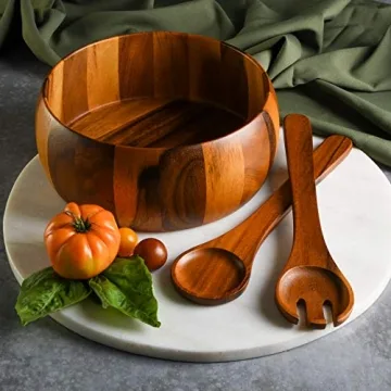 Acacia Wood Salad Bowl Set - 3 Pieces