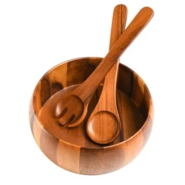 Acacia Wood Salad Bowl Set - 3 Pieces