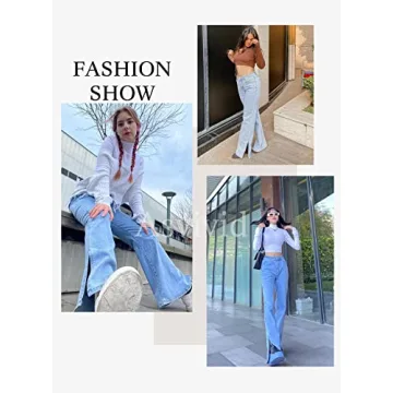 Asvivid Womens Flare Jeans - Stylish Casual Comfort