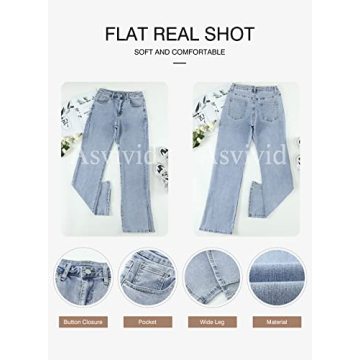 Asvivid Womens Flare Jeans - Stylish Casual Comfort