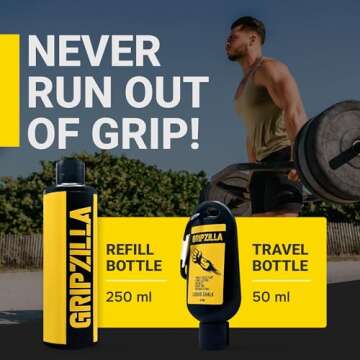 GRIPZILLA Liquid Chalk Combo Kit Powder (250+50 ML) for Weight Lifting, Gym, Rock Climbing, Pole Gri...