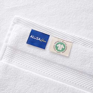 100% Organic Zero-Twist Cotton Towels - G0TS Certified Luxury Bath Towels - Ultra Soft & Plush 700GSM Long-Staple Cotton - 6 Piece Towel Set (White)